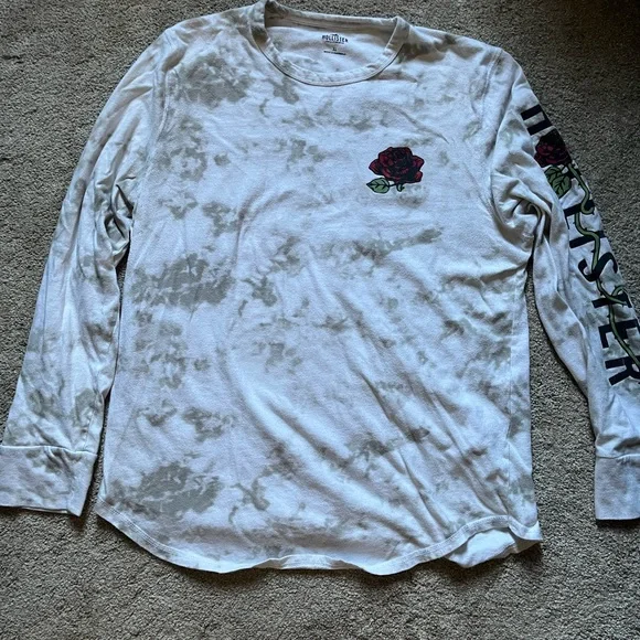 Hollister White Tie-Dye Long Sleeve - Picture 1 of 5